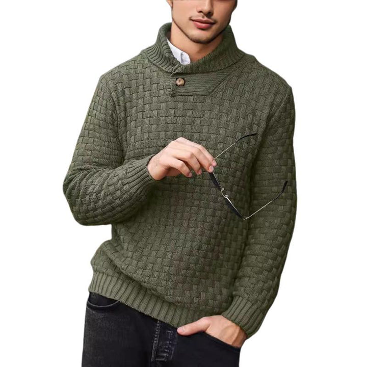Męski sweter z dzianiny żakardowej z kołnierzykiem 15858753Y