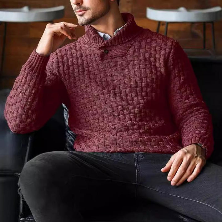Męski sweter z dzianiny żakardowej z kołnierzykiem 15858753Y