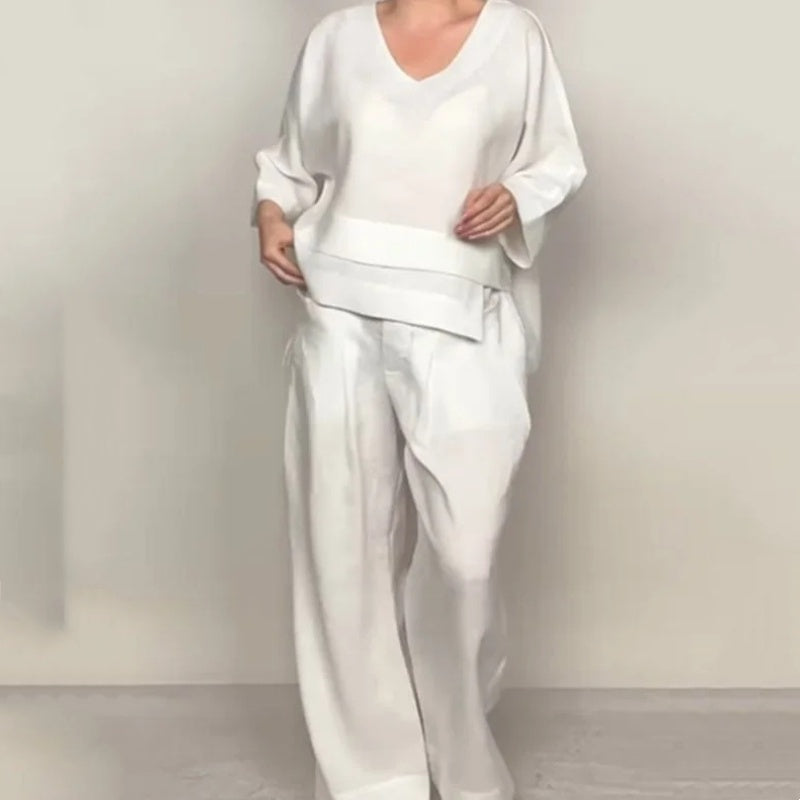 Pola | Elegancki zestaw 2-częściowy w stylu lnianym