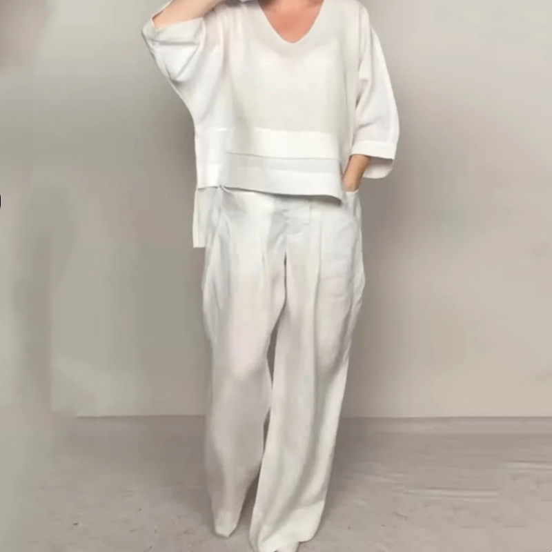 Pola | Elegancki zestaw 2-częściowy w stylu lnianym