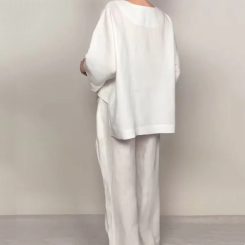 Pola | Elegancki zestaw 2-częściowy w stylu lnianym